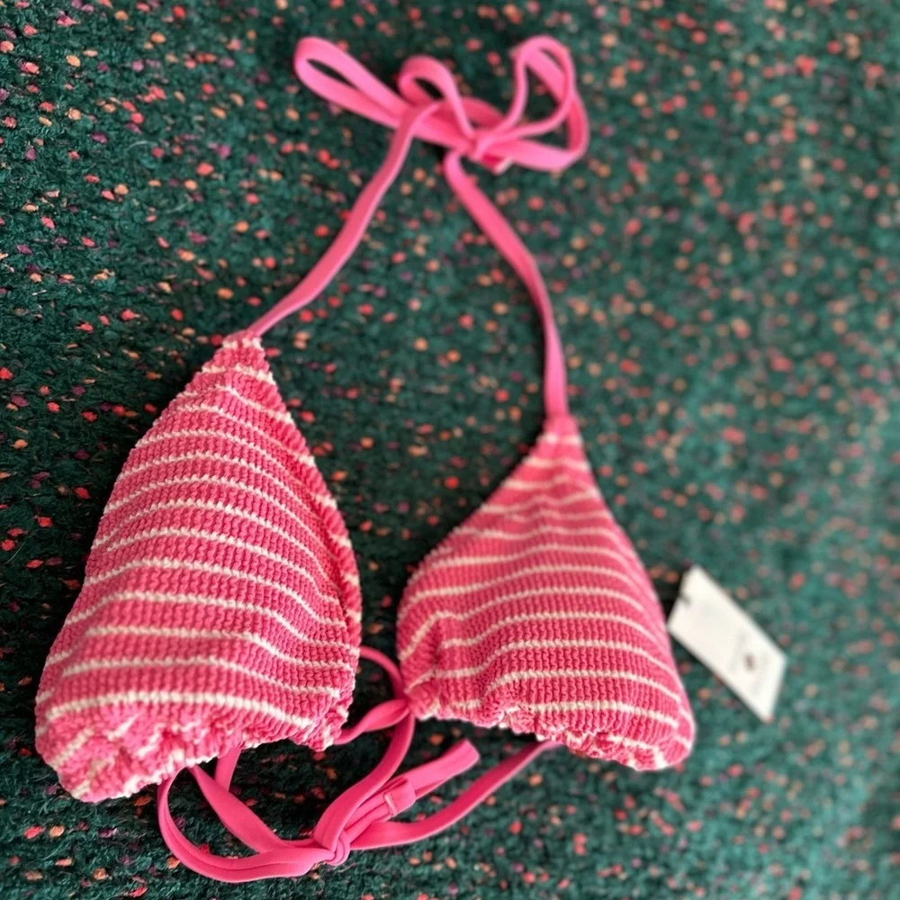 ‼️RARE‼️🎸Shade & Shore🎸🔥NWT🔥Pink/White Striped Bikini Top— M